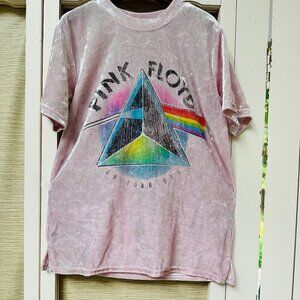Pink Floyd Velvet Graphic T Shirt Pink Shimmer Prism Rainbow Girls Size 9/10